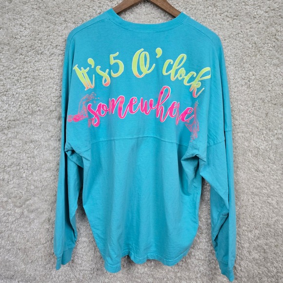 SPIRIT JERSEY Tops - Spirit Jersey Margaritaville Women‎ Medium Blue It's 5 O'clock Somewhere Graphic